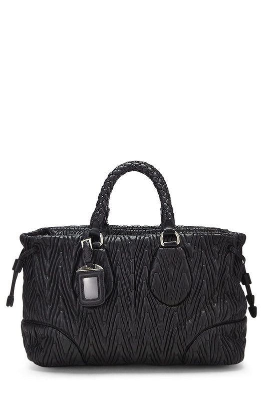 Prada,  Black Nappa Chevron Antik Handbag, Black