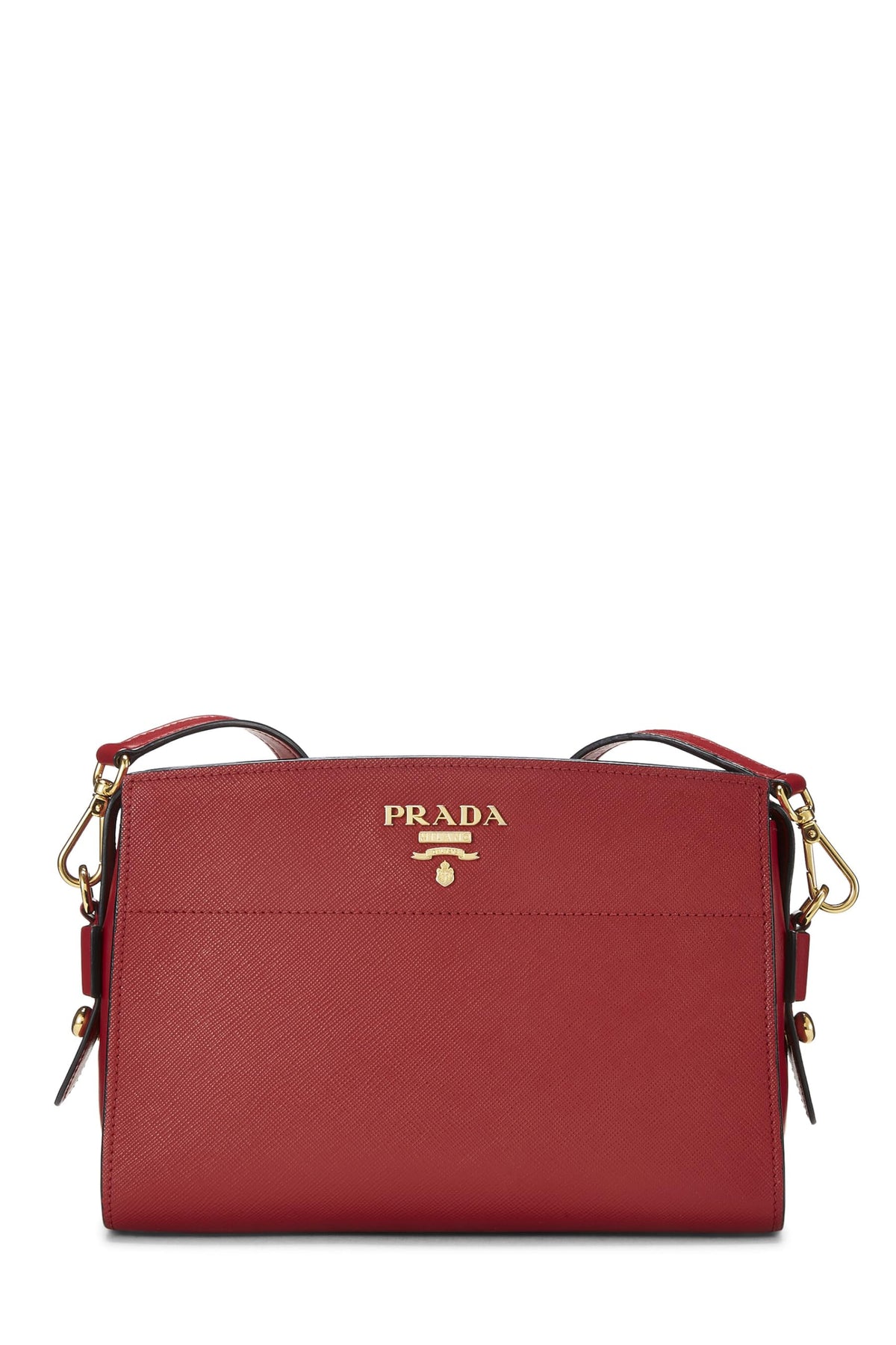 Prada,  Red Saffiano Esplanade Crossbody, Red