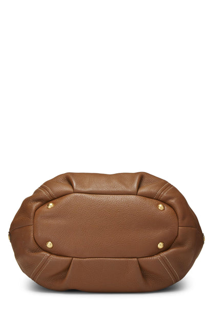 Prada,  Brown Vitello Daino Convertible Handbag Medium, Brown