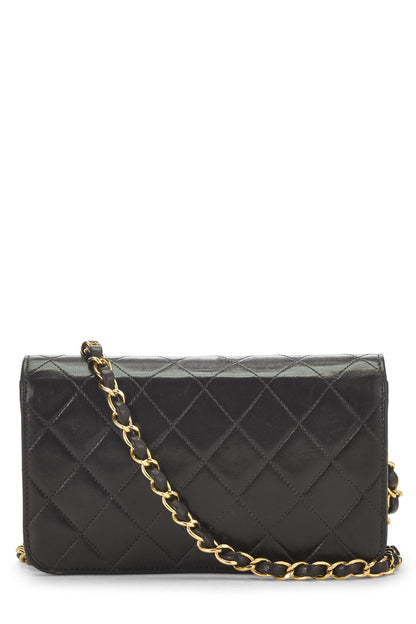 Chanel,  Black Quilted Lambskin Snap Full Flap Mini, Black