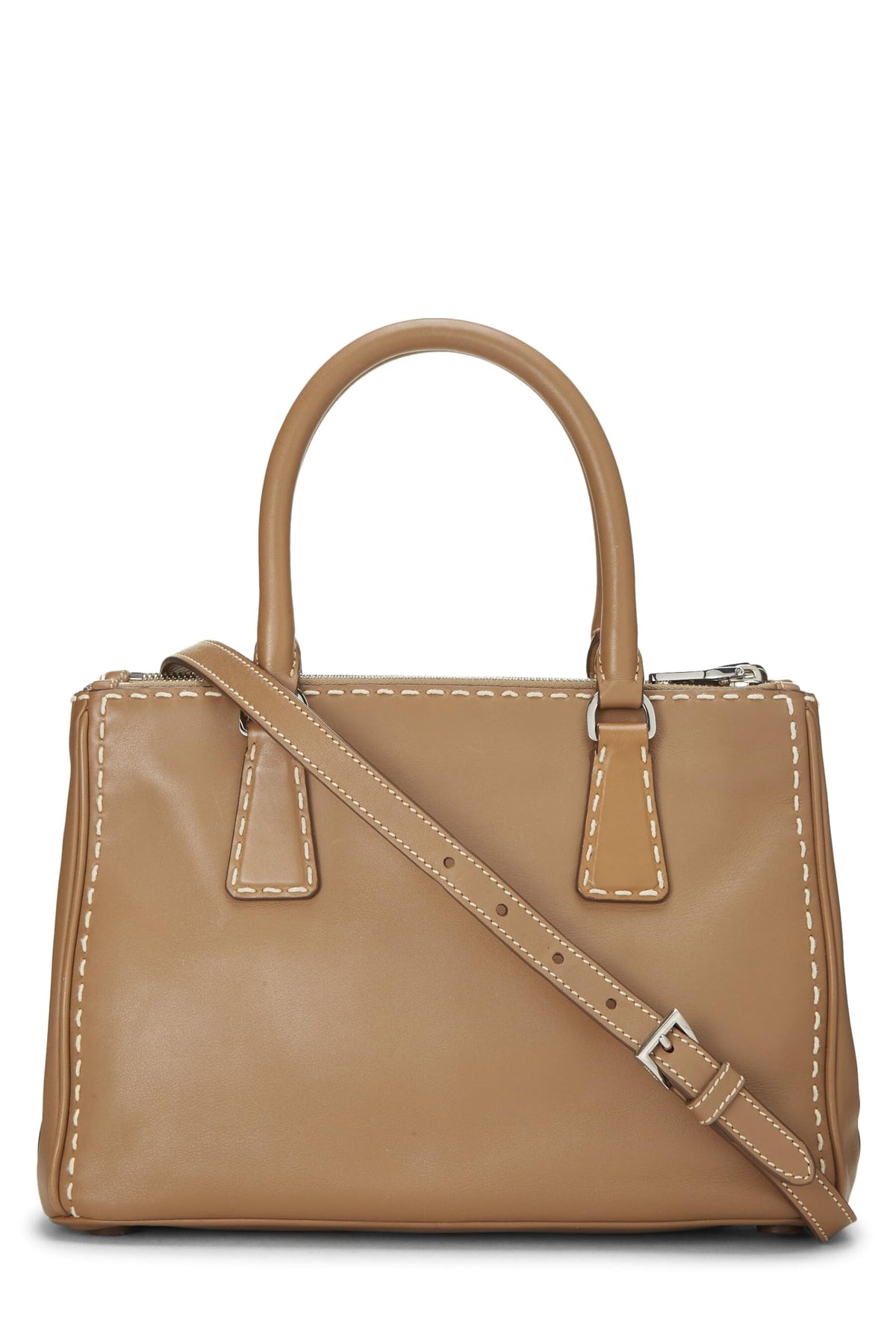 Prada,  Brown City Calfskin Galleria Tote Small, Brown