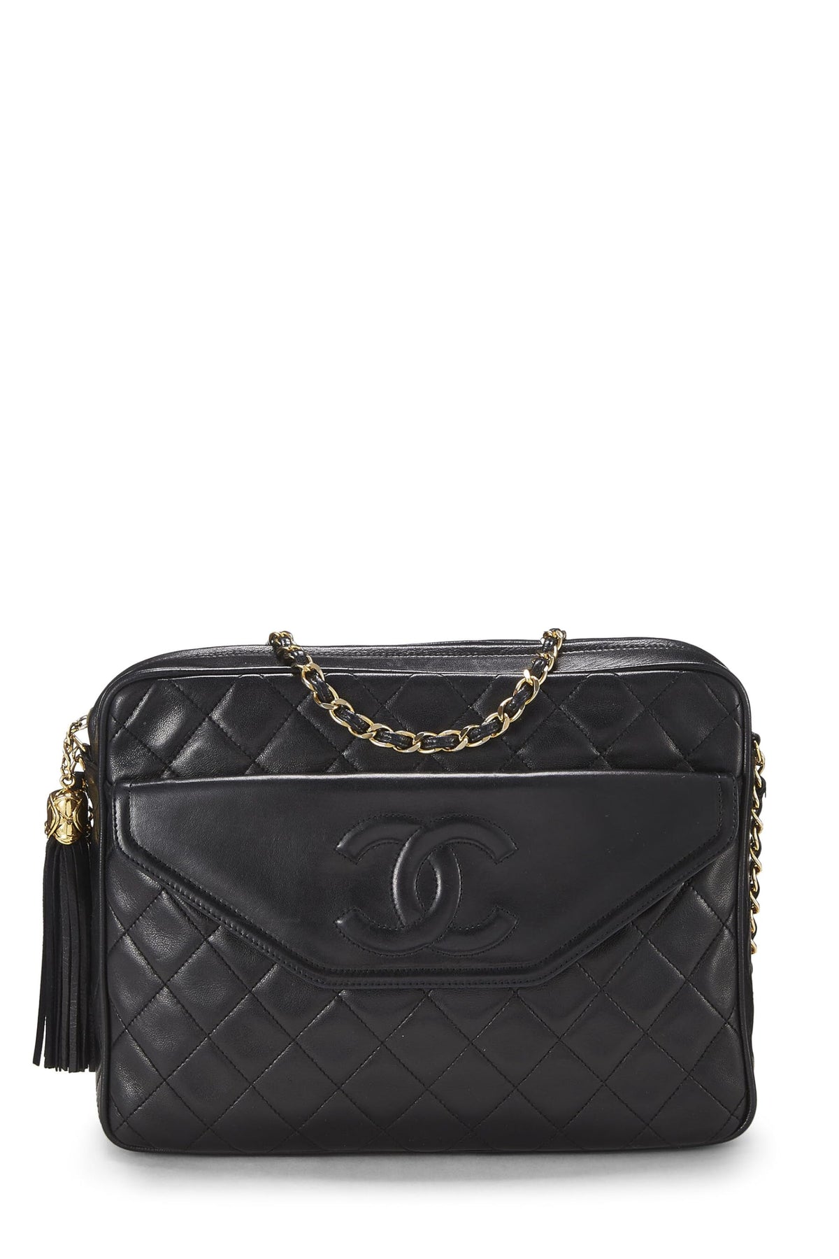 Chanel,  Black Quilted Lambskin Pocket Camera Bag Large, Black