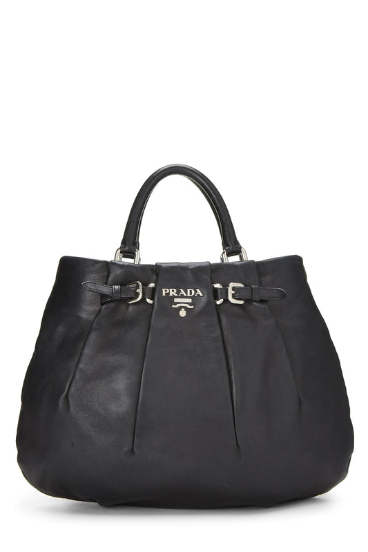 Prada,  Black Calfskin Convertible Handbag, Black