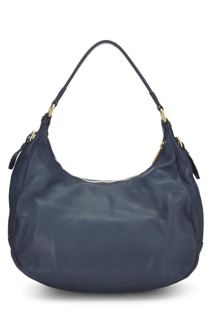 Prada,  Blue Vitello Daino Hobo, Blue