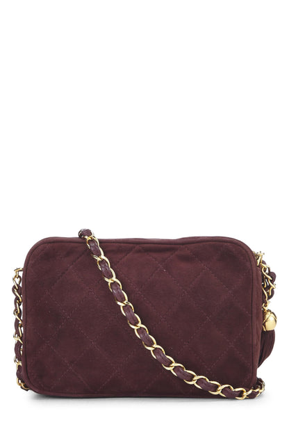 Chanel,  Red Quilted Suede Diamond 'CC' Camera Bag Medium, Red