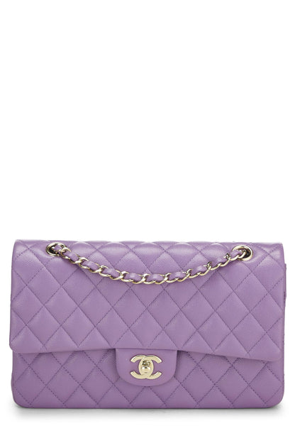 Chanel,  Purple Quilted Caviar Classic Double Flap Medium, Purple