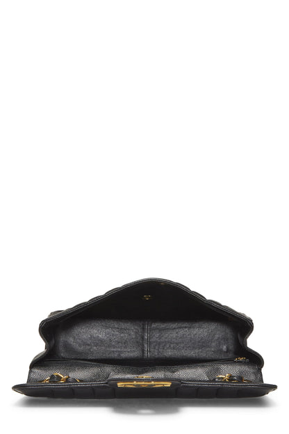 Chanel,  Black Caviar Vertical Half Flap Jumbo, Black