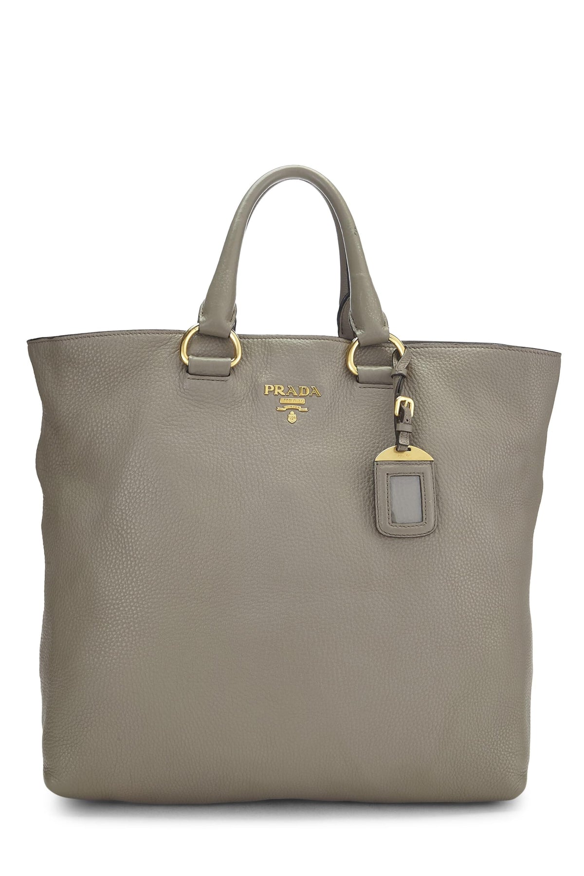 Prada,  Grey Vitello Daino Shopping Tote, Grey