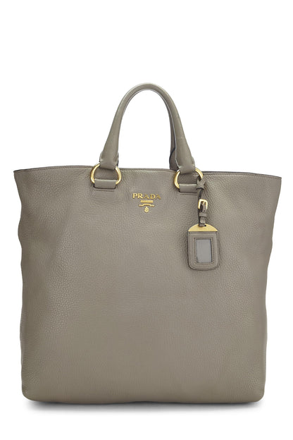 Prada,  Grey Vitello Daino Shopping Tote, Grey