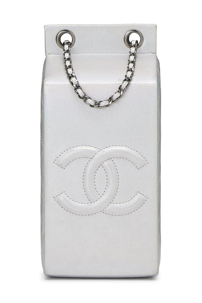 Chanel,  Metallic Silver Leather Coco Milk Carton Bag, Silver