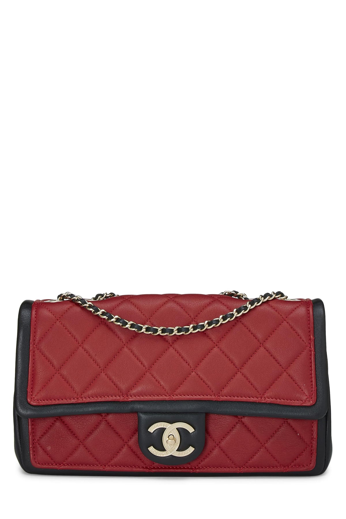 Chanel,  Red & Black Quilted Lambskin Graphic Flap Medium, Multi