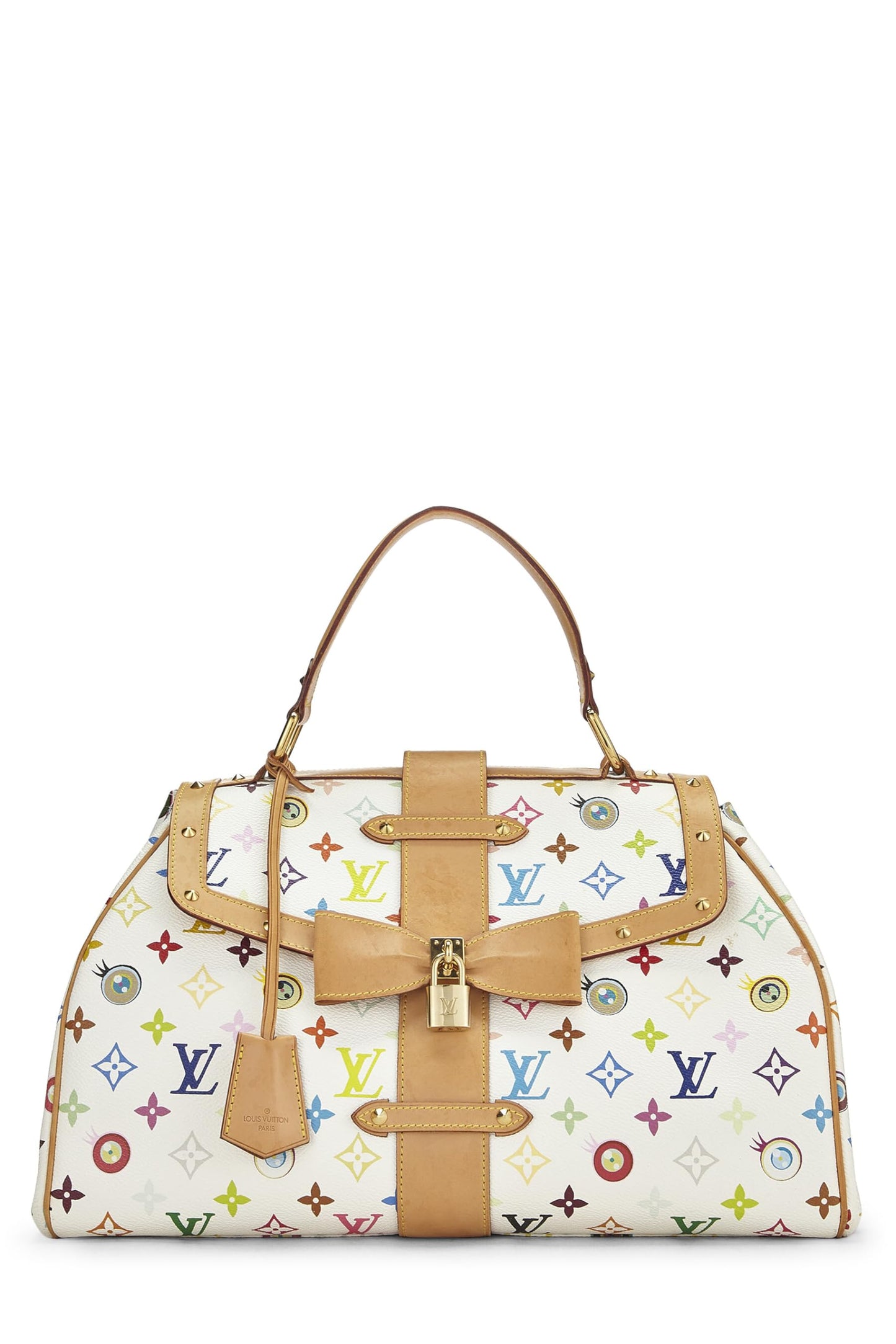 Louis Vuitton,  Takashi Murakami x Louis Vuitton White Monogram Multicolore Eye Love You Handbag, White