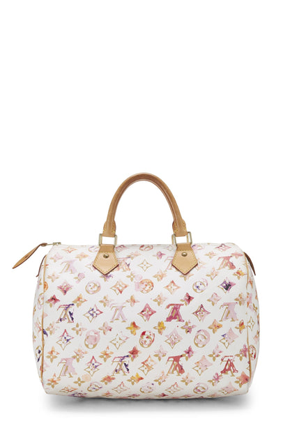 Louis Vuitton,  Richard Prince x Louis Vuitton White Monogram Watercolor Speedy 30, White