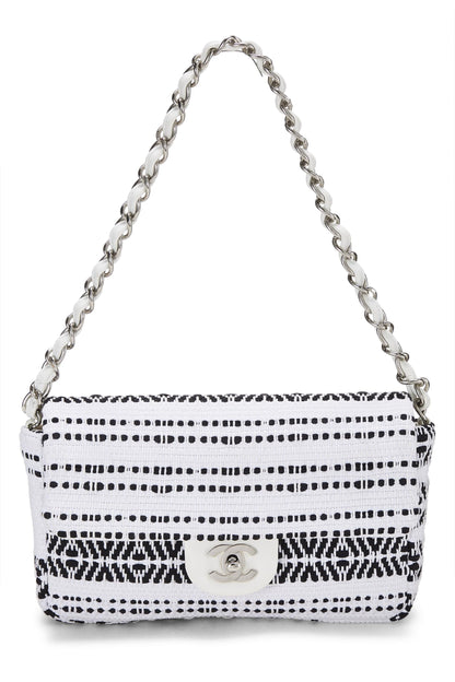 Chanel,  White Woven Half Flap Medium, White