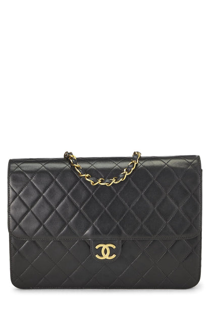 Chanel,  Black Quilted Lambskin Ex Flap Medium, Black