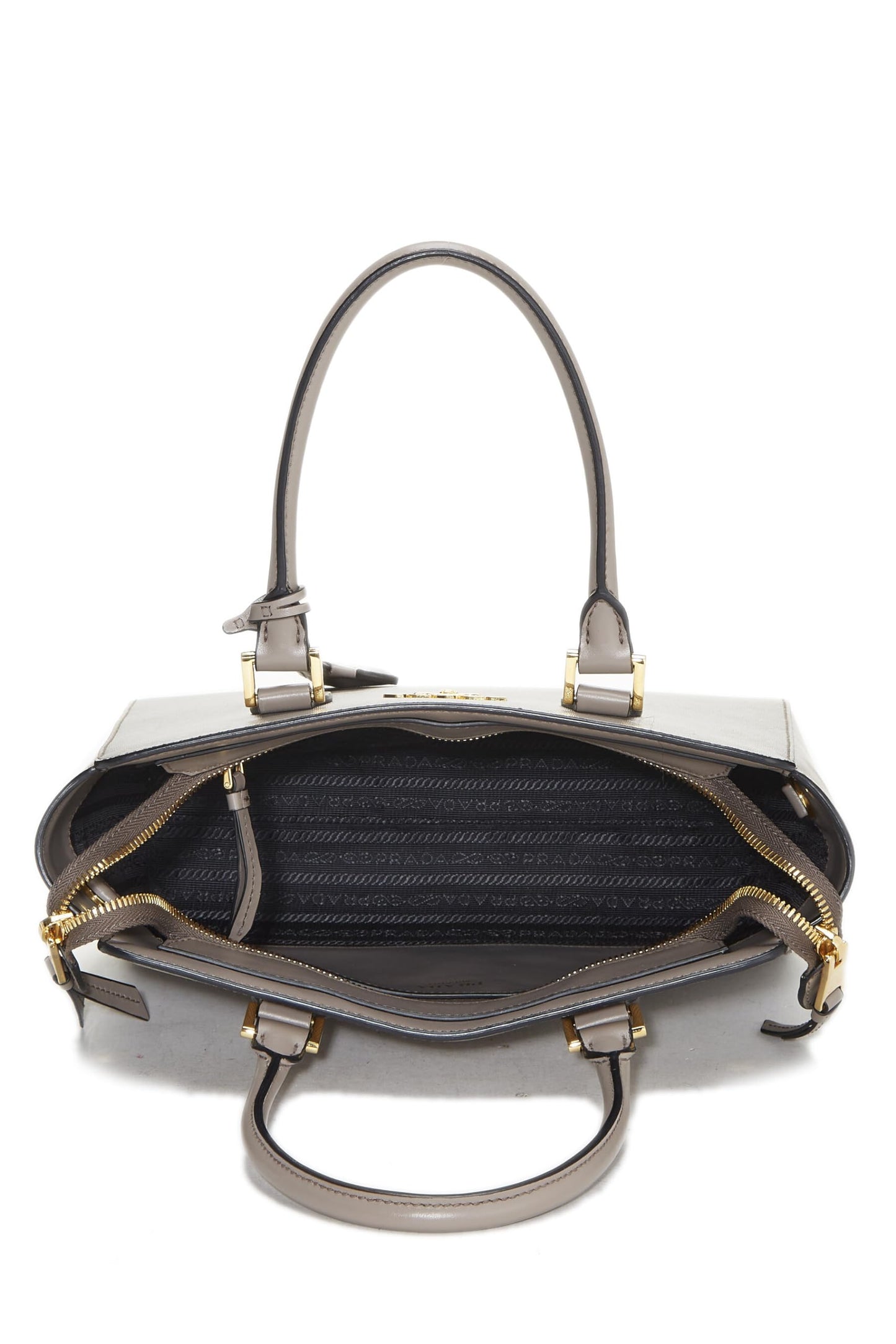 Prada,  Grey Saffiano Convertible Handbag Small, Grey