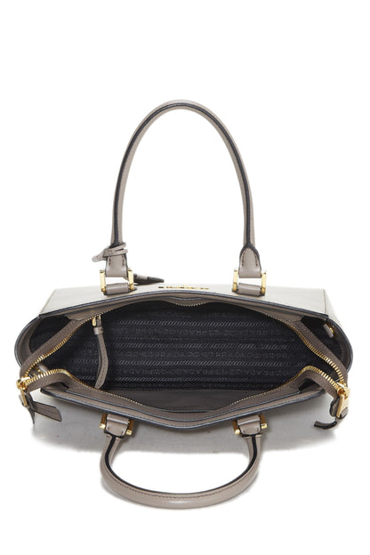 Prada,  Grey Saffiano Convertible Handbag Small, Grey