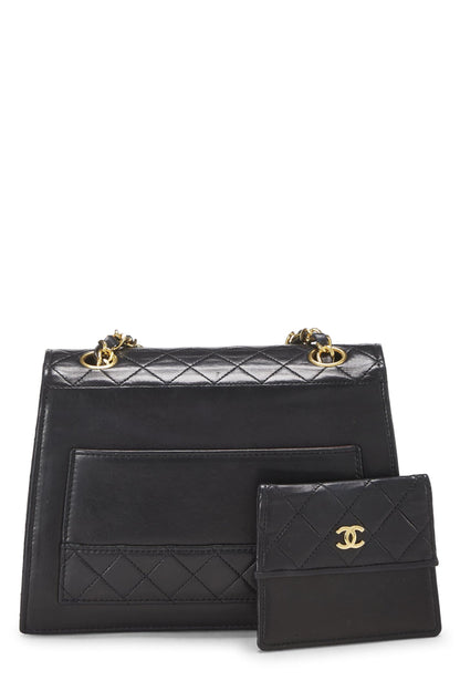 Chanel,  Black Quilted Lambskin Trapezoid Bag, Black