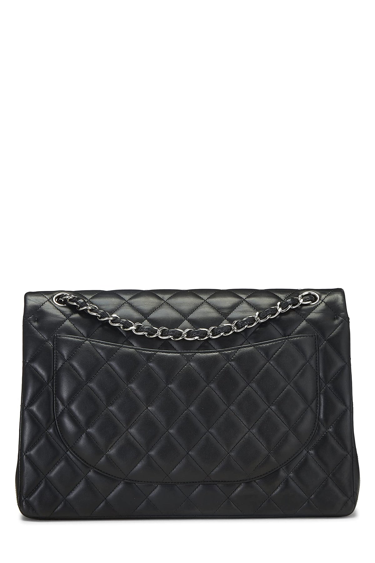 Chanel,  Black Quilted Lambskin New Classic Double Flap Maxi, Black