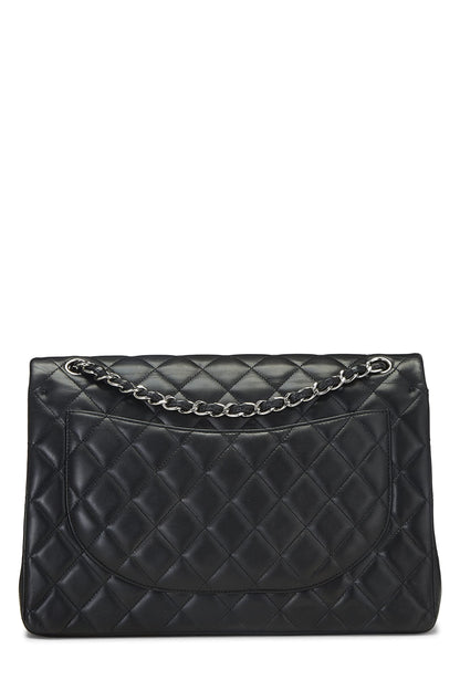 Chanel,  Black Quilted Lambskin New Classic Double Flap Maxi, Black