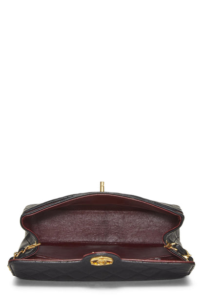 Chanel,  Black Quilted Lambskin Circle Lock Half Flap, Black