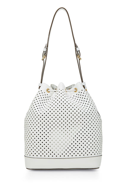Louis Vuitton,  White Perforated Leather Noé, White