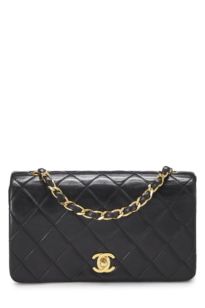 Chanel,  Black Quilted Lambskin Full Flap Mini, Black