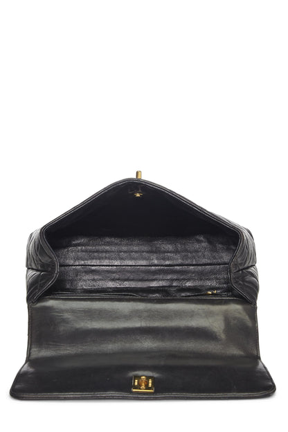 Chanel,  Black Quilted Lambskin Kelly, Black