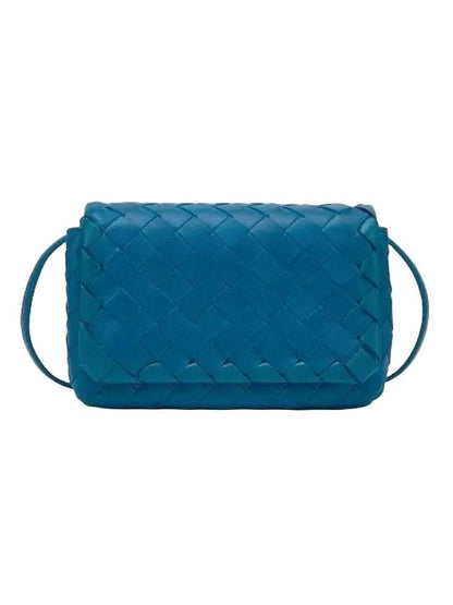 Luxury Bottega Veneta Mini Intrecciato Cross Bag Blue