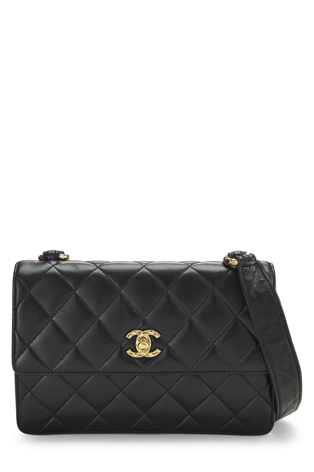 Chanel,  Black Quilted Lambskin Shoulder Bag, Black