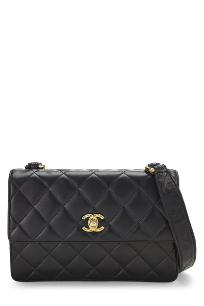 Chanel,  Black Quilted Lambskin Shoulder Bag, Black