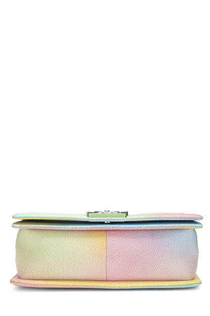 Chanel,  Rainbow Quilted Caviar Boy Bag Medium, Green