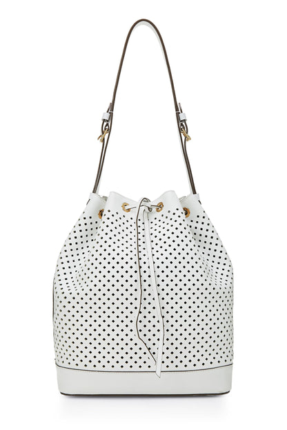 Louis Vuitton,  White Perforated Leather Noé, White