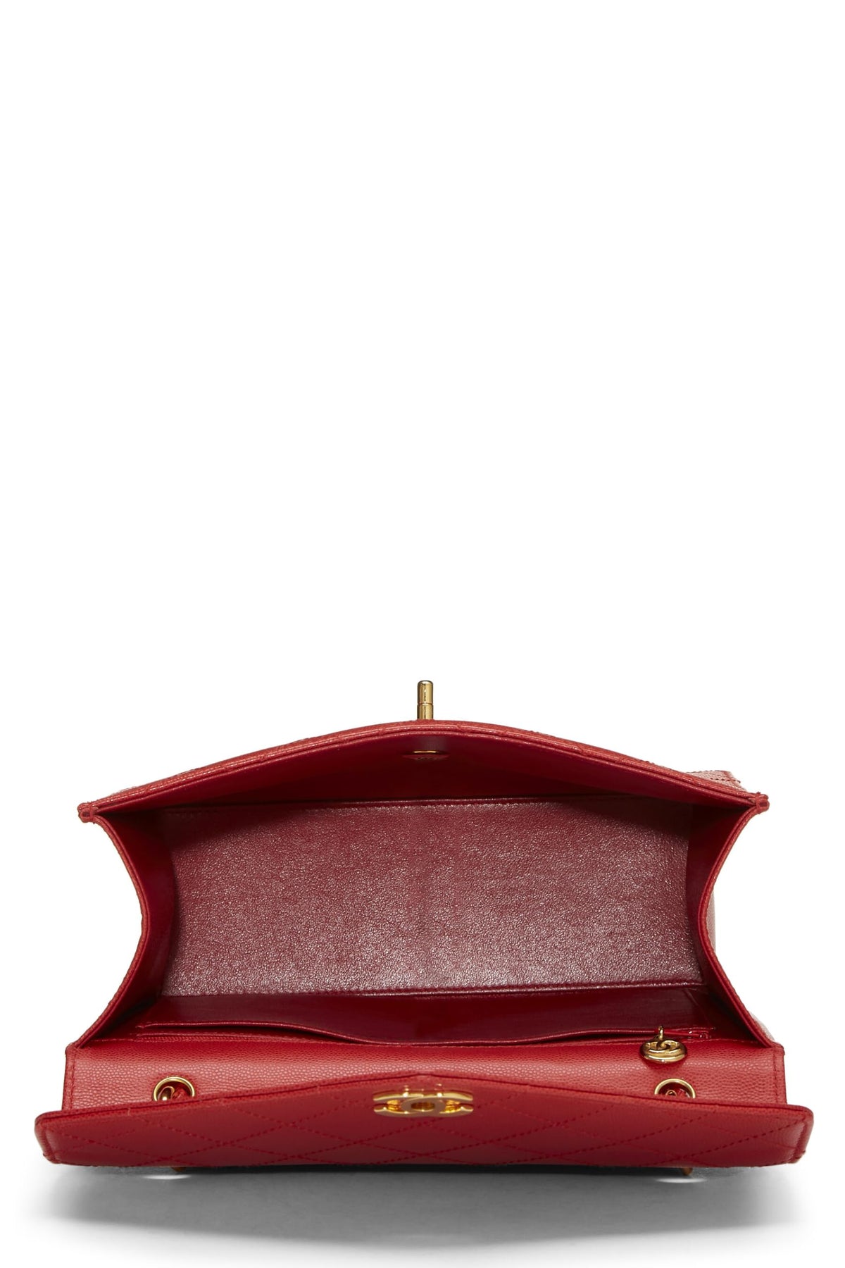 Chanel,  Red Quilted Caviar Envelope Flap Top Handle Bag, Red