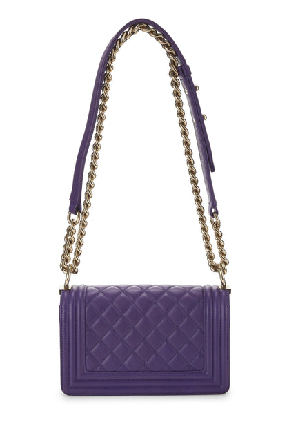 Chanel,  Purple Chevron Lambskin Boy Bag Small, Purple