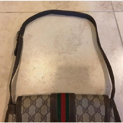 Gucci brown Guccissima print coated canvas and leather, XL, satchel/tote bag w horse shoe accent