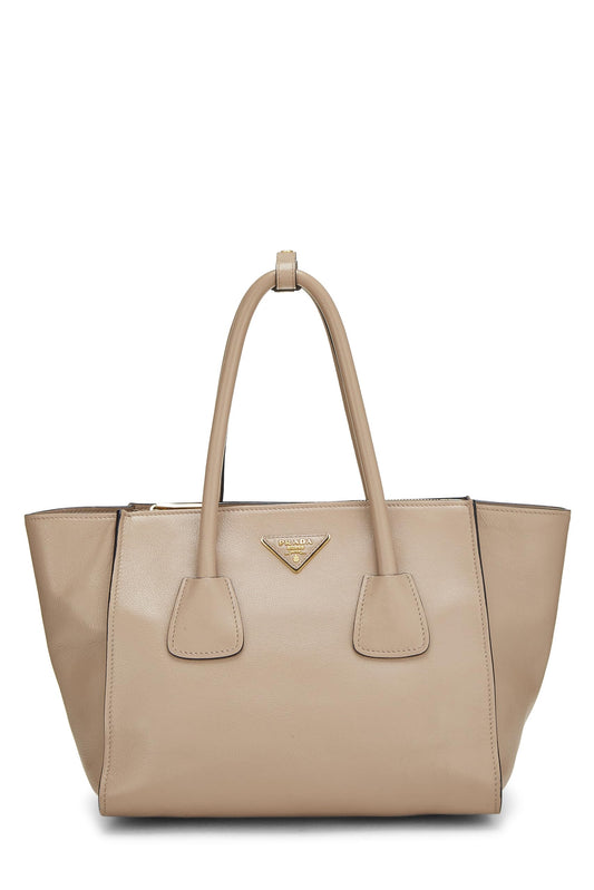 Prada,  Beige Vitello Daino Trapeze Tote, Beige