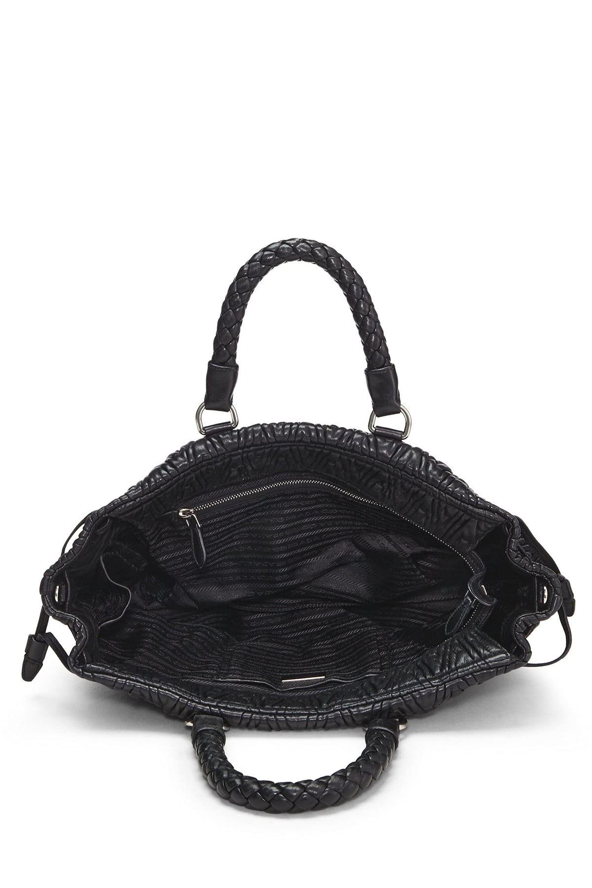 Prada,  Black Nappa Chevron Antik Handbag, Black