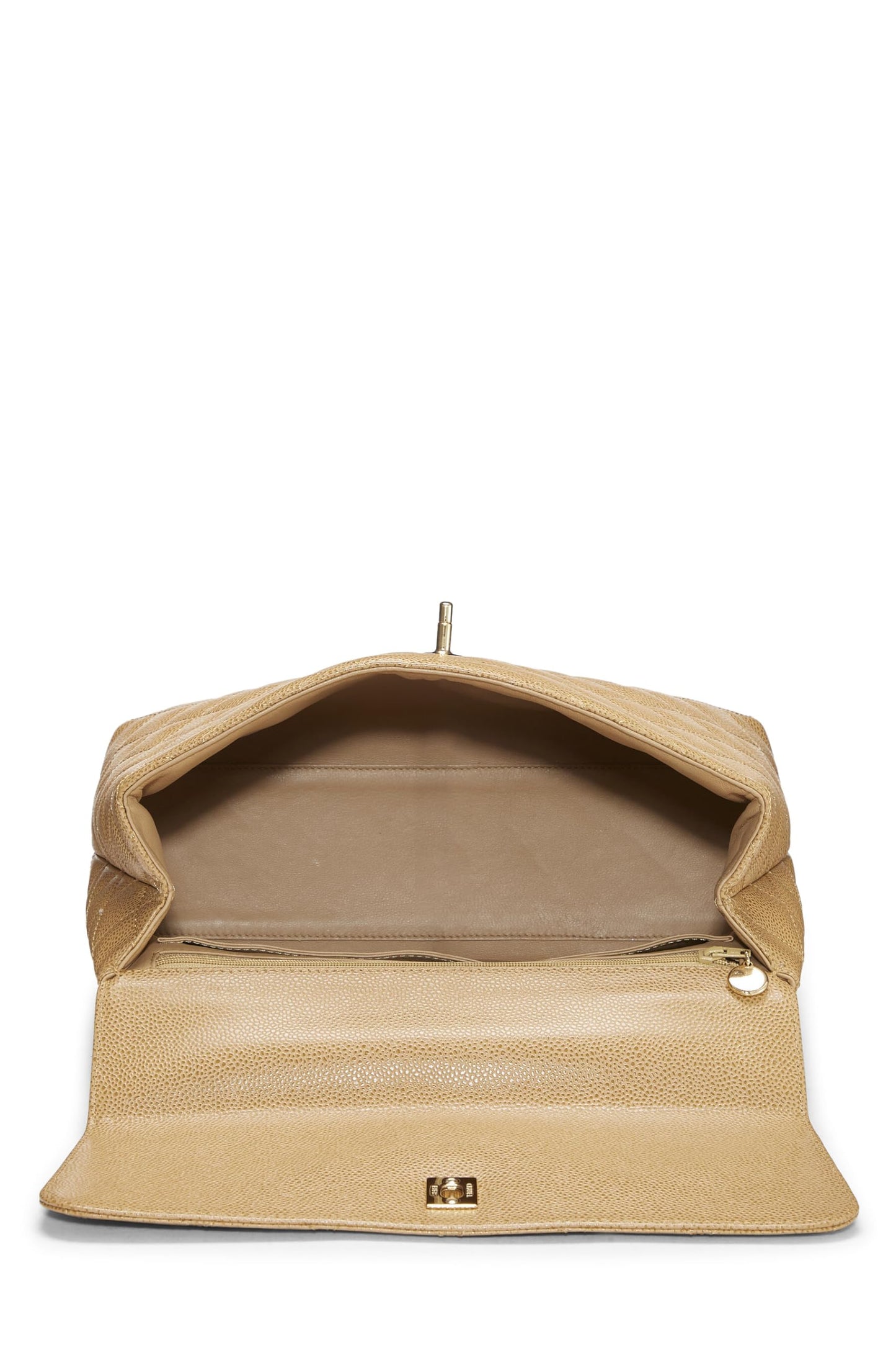 Chanel,  Beige Quilted Caviar Kelly, Beige