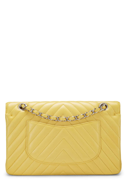 Chanel,  Yellow Chevron Lambskin Classic Double Flap Medium, Yellow