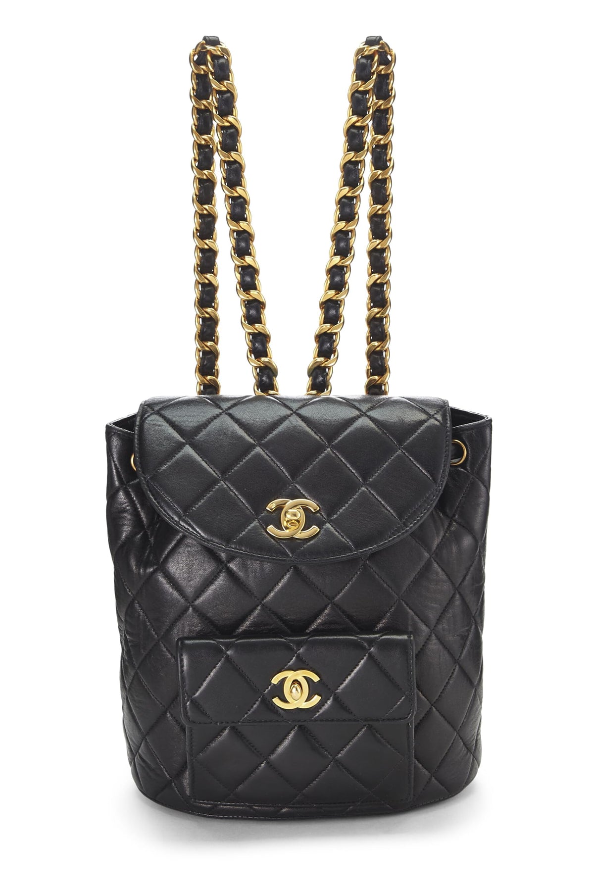Chanel,  Black Quilted Lambskin Classic Backpack, Black
