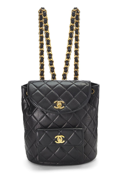 Chanel,  Black Quilted Lambskin Classic Backpack, Black
