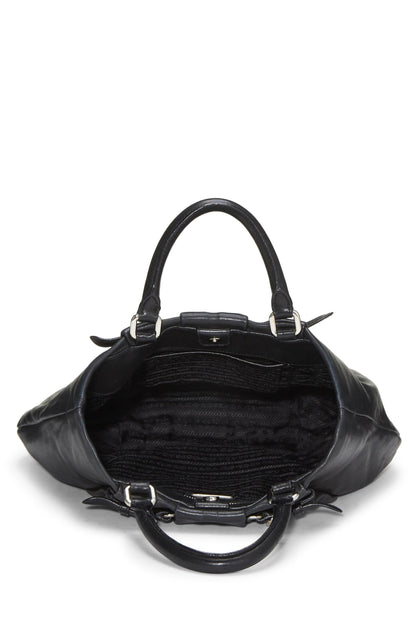 Prada,  Black Calfskin Convertible Handbag, Black