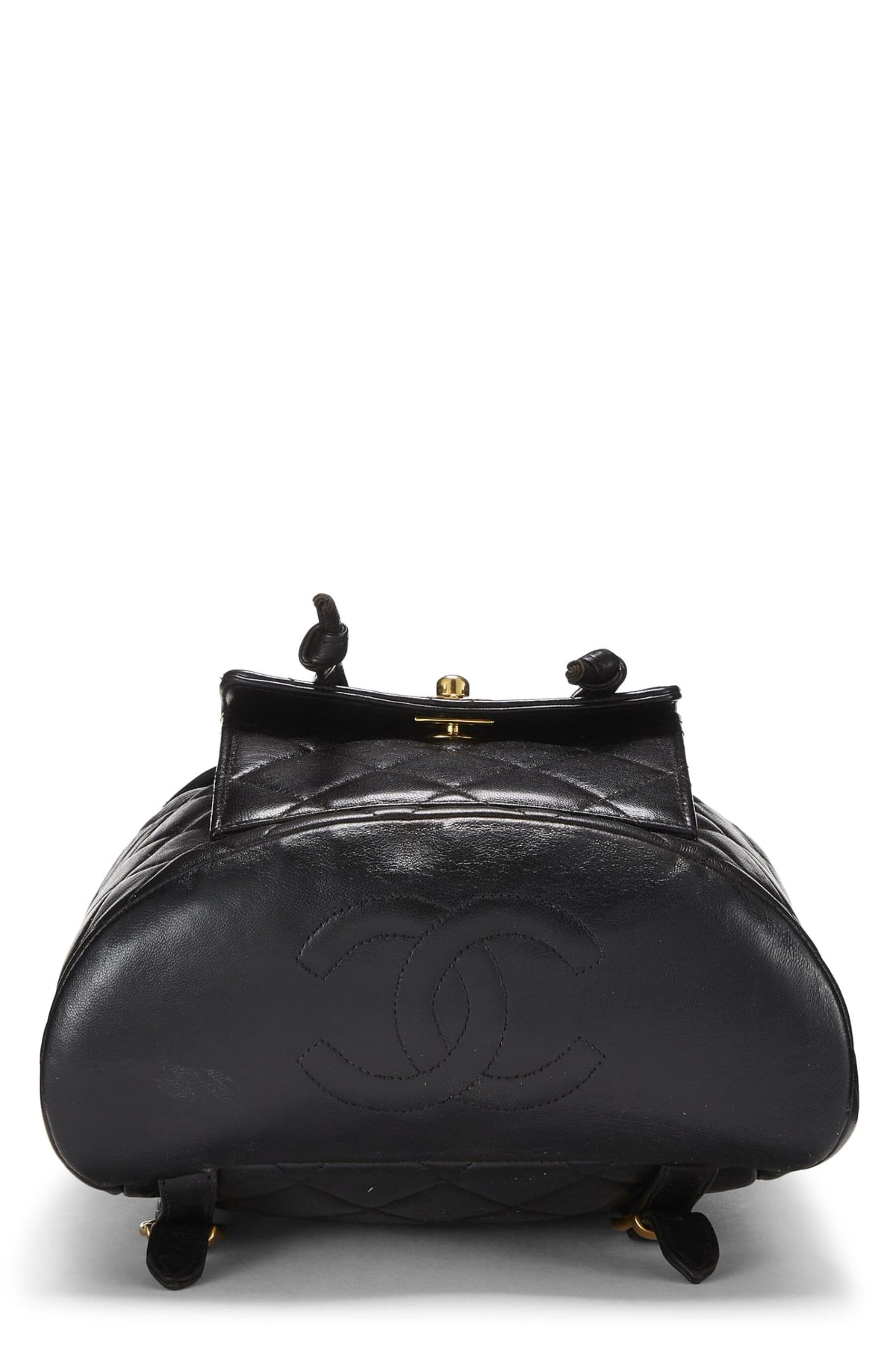 Chanel,  Black Quilted Lambskin 'CC' Classic Backpack Medium, Black