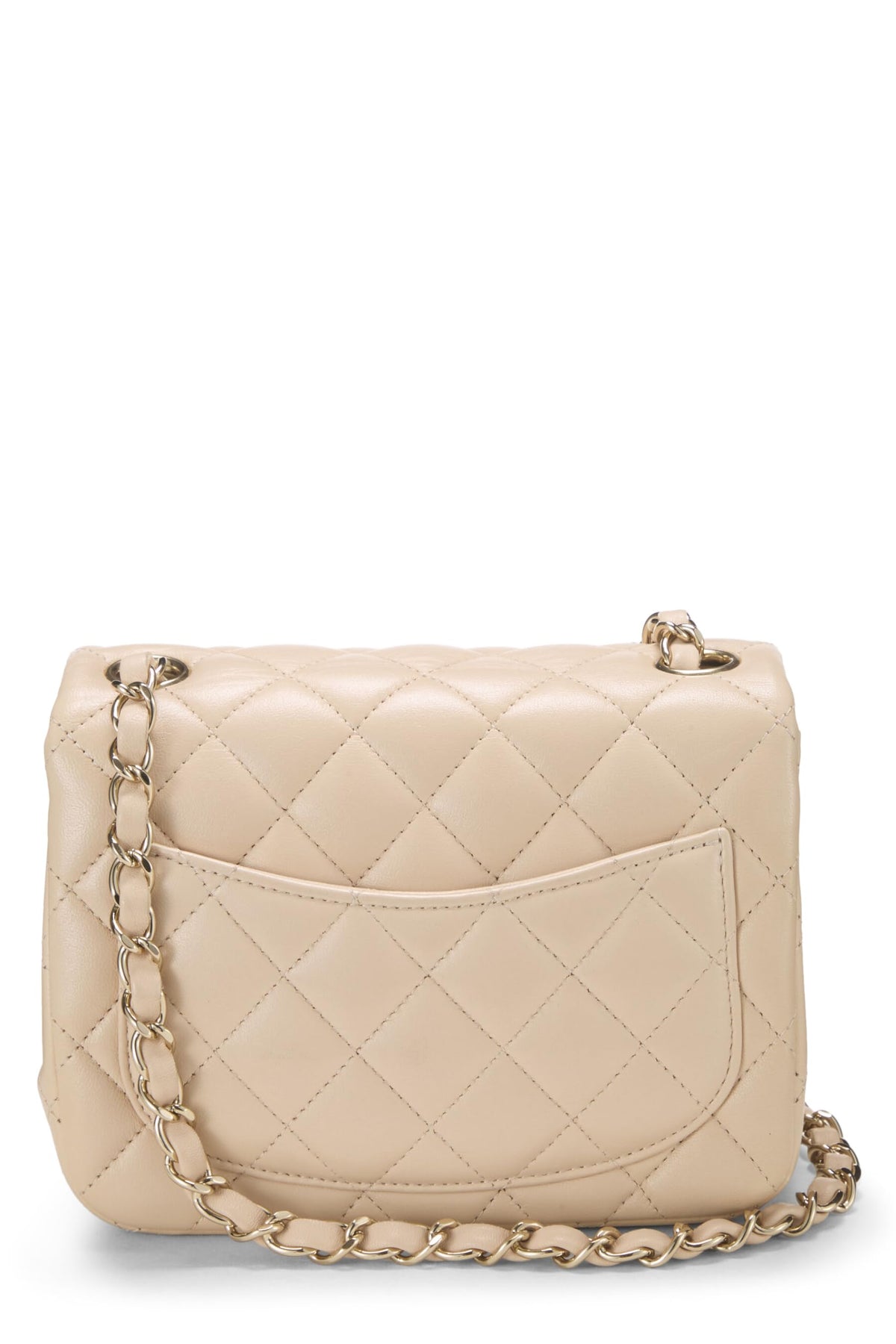 Chanel,  Beige Quilted Lambskin Square Flap Bag Mini, Beige