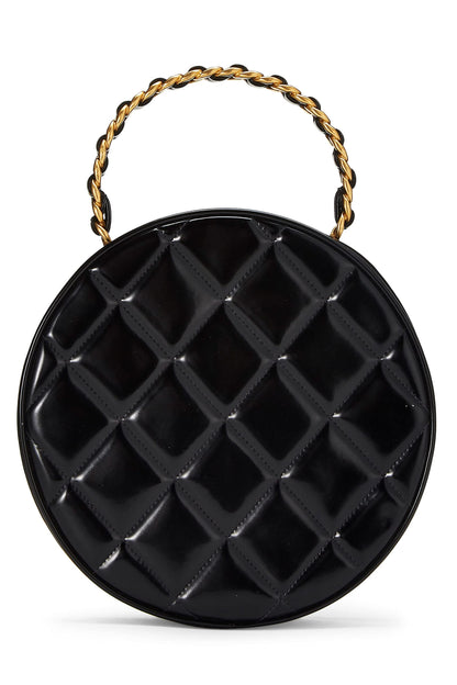 Chanel,  Black Quilted Patent Leather Round 'CC' Bag, Black
