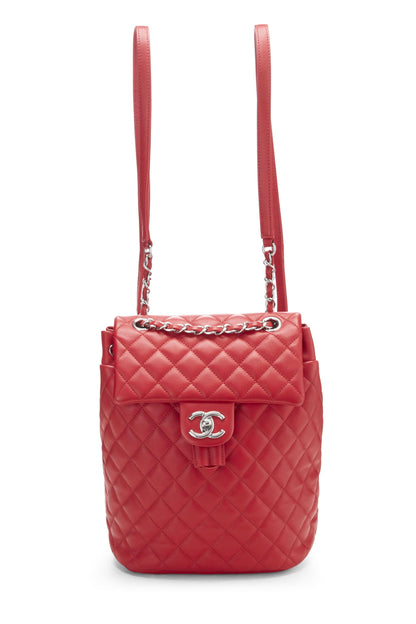 Chanel,  Red Quilted Lambskin Urban Spirit Backpack Large, Red
