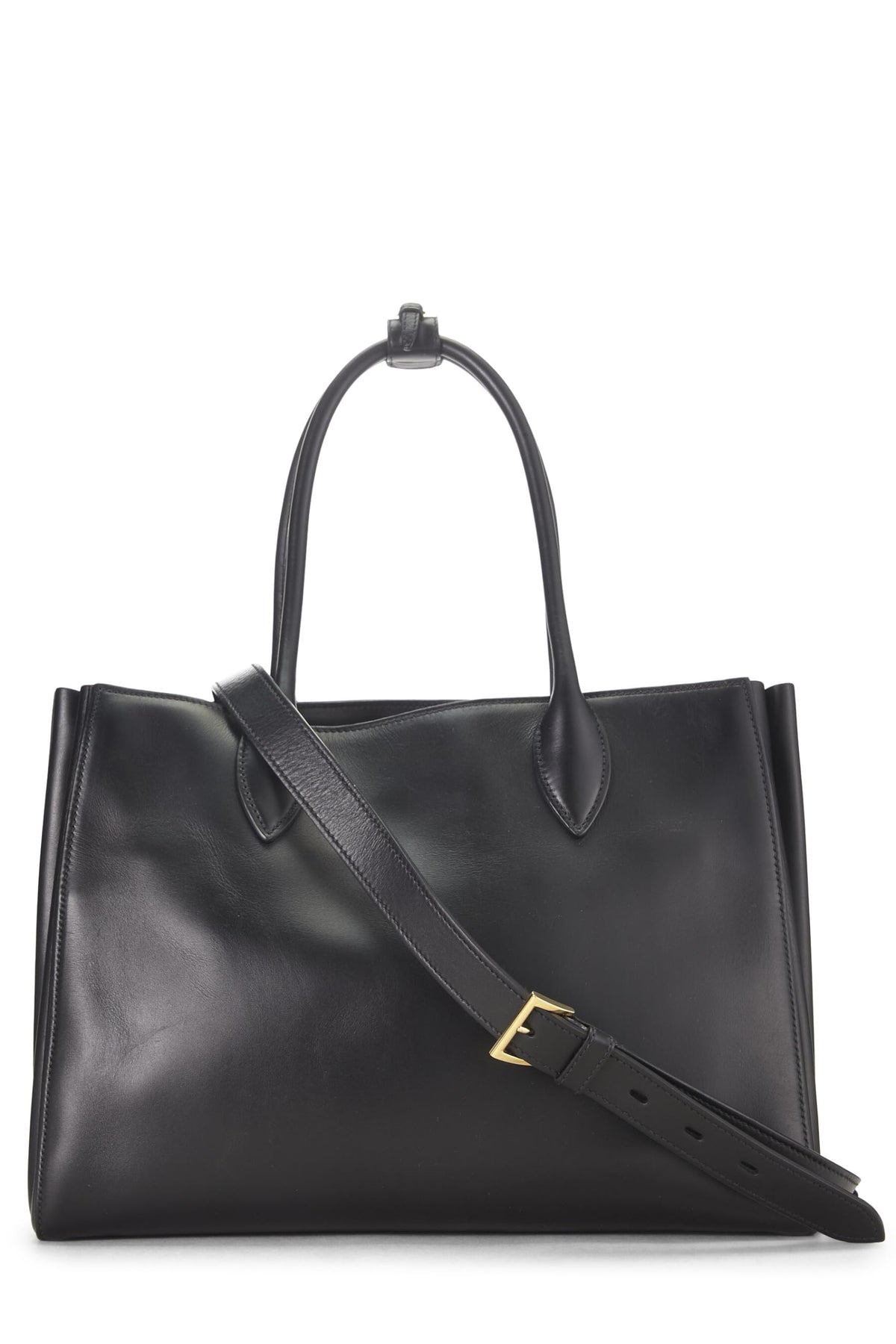 Prada,  Black Calfskin Bibliotheque Medium, Black