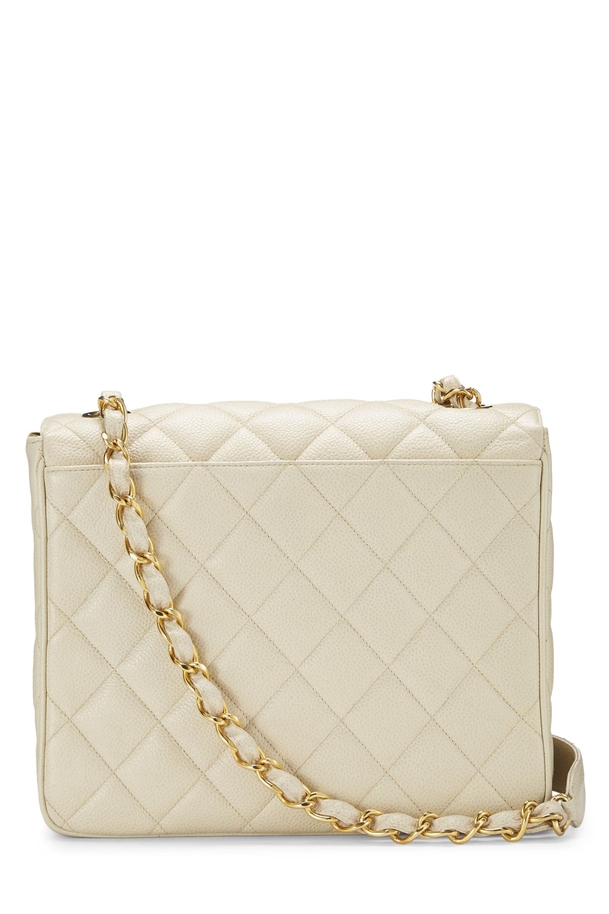 Chanel,  White Quilted Caviar Big 'CC' Square Flap, White