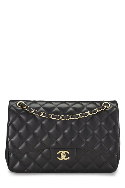 Chanel,  Black Quilted Lambskin New Classic Double Flap Jumbo, Black
